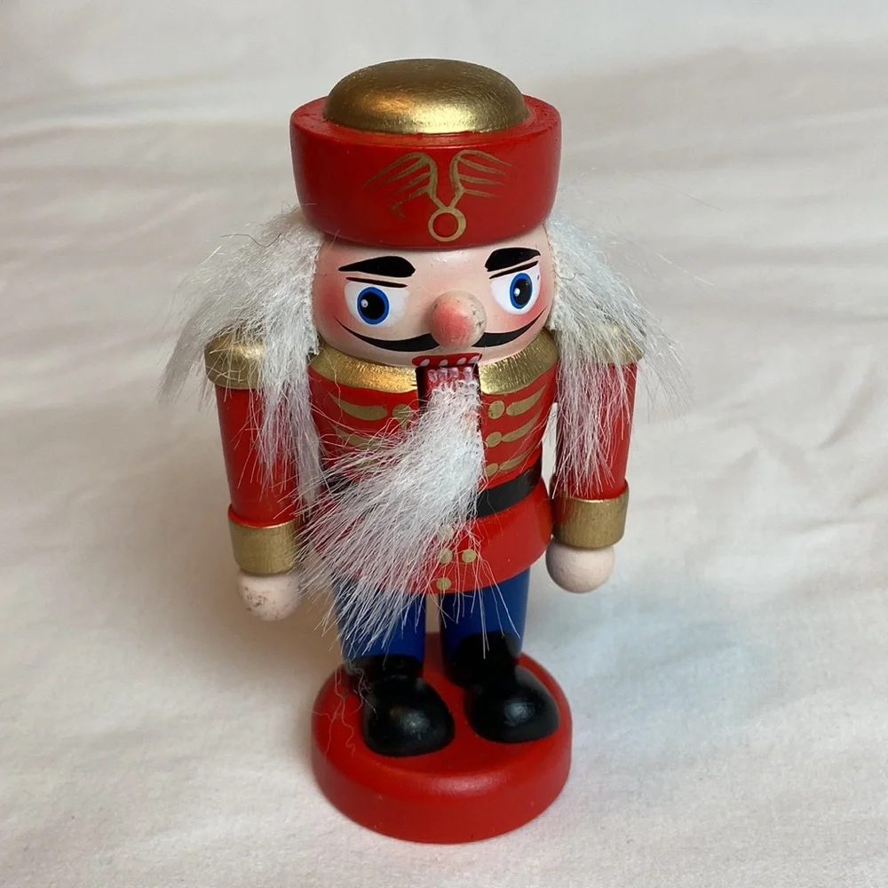 Box set of 5 short squatty army wooden nutcracker Holiday Christmas Decor